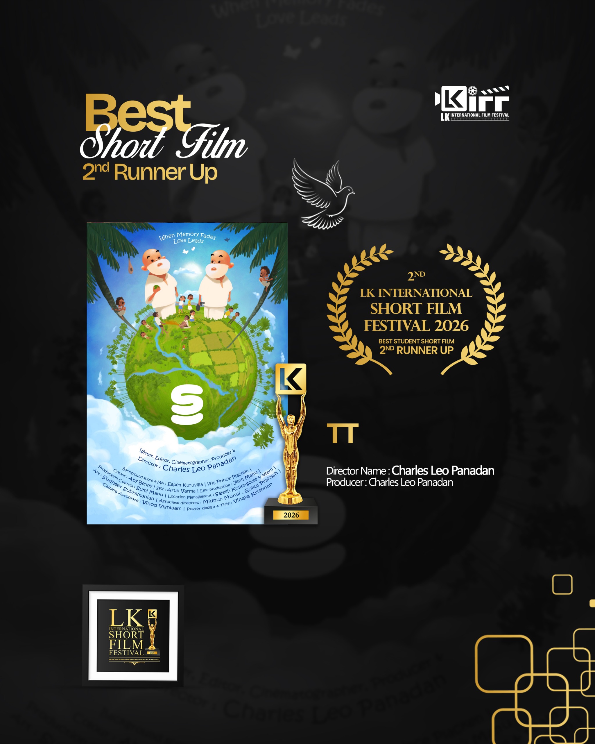 Best Screenplay  Award of Kerala Biggest Short Film Festival LK Film Festival 